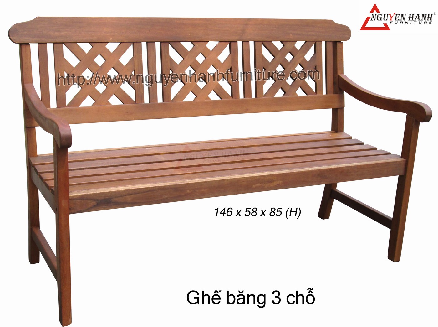 Name product: 3 seater Bench - Dimensions: 146 x 58 x 85 - Description: Red oil wood